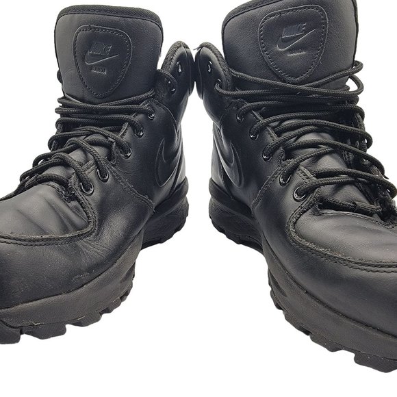 Nike Manoa Mens 9.5 Leather Triple Black Boots Outdoor Hiking 454350-003 main image 9